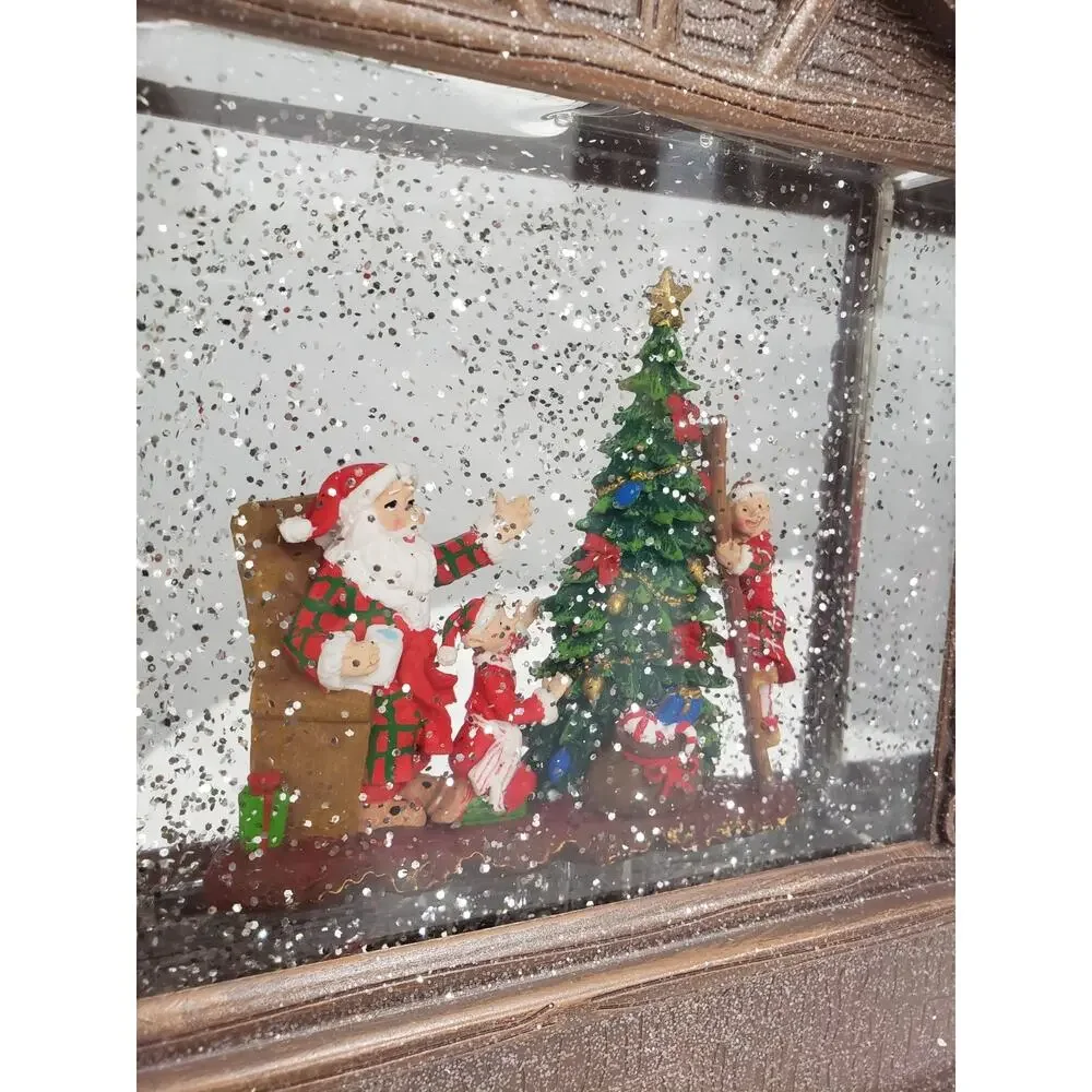NEW RARE RAZ Imports Holiday Water Lantern Santa Elves Christmas Tree LIGHTS UP‎